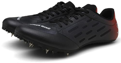sekiueo Zapatillas De Atletismo para Hombre Profesionales con 7 Clavos Ligeras para Correr Competir Y Saltar,Negro,44 EU