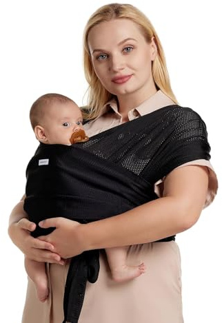 Momcozy Babytrage Air Mesh Tragetuch- Die perfekte Sommer-Wasser-Tragehilfe für Neugeborene bis Kleinkinder, Atmungsaktiv, kühlend & leichtes Baby Tragetuch. Ideal für Sommer, Pool, Strand, Schwimmen