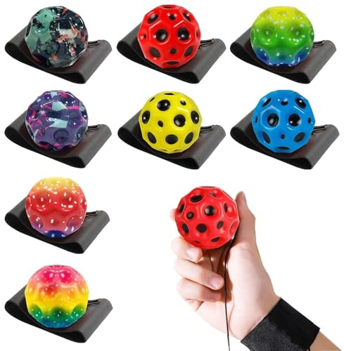 8 Piezas Pelotas Saltarinas Para Niños, Pelota De Saltar Con Cuerda Rebotando La Muñeca Pelotas Espaciales Extreme High Bouncing Ball, Pelota Saltarina Niños De Entrenamiento Deportivo Juguete