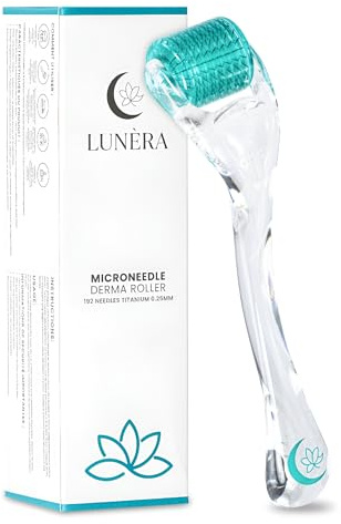 Premium Derma Roller for Face, Beard, Scalp & Body – 0.25mm Microneedle Tool for Men & Women – 192 Titanium Needles with Ergonomic Handle & Storage Case