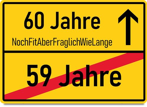 geschenke Geburtstag 60 Karte Ortsschild 60 Geburtstag Holzkarte - Geburtstagskarte mit Umschlag - liebevoll gestaltete Ortsschild-Karte zum 60. Ehrentag, kreative Geschenkidee für Freunde und