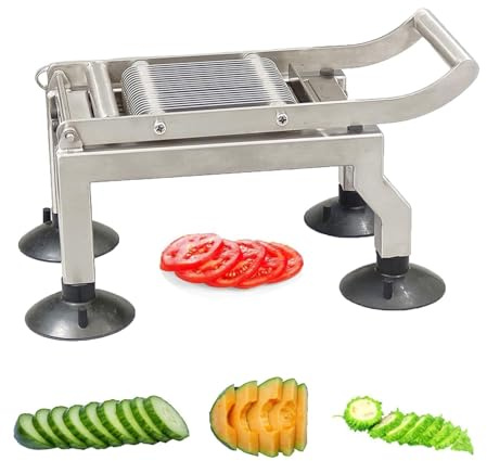 VZXATYOP Coupe-Frites Professionnel en Acier Inoxydable Coupe-tomates avec 4 ventouses Coupe-légumes Multifonctionnel Coupe-Fruits Pommes de Terre for Restaurants et Maisons(5mm)