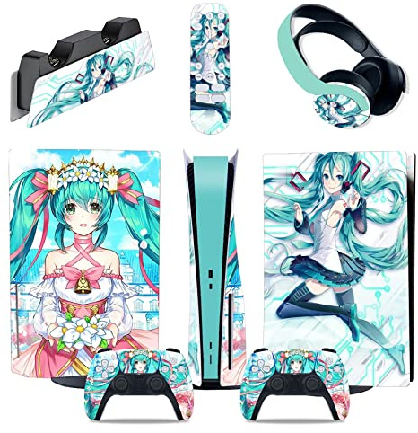 Piel Calcomanía Para PS5 Consola Disc Edition & Digital Pegatina Vinilo Calcomanía Cubierta Para Ps5 Mando & Estación Carga & Auriculares & Multimedia 40122 Piel(Disc Version)