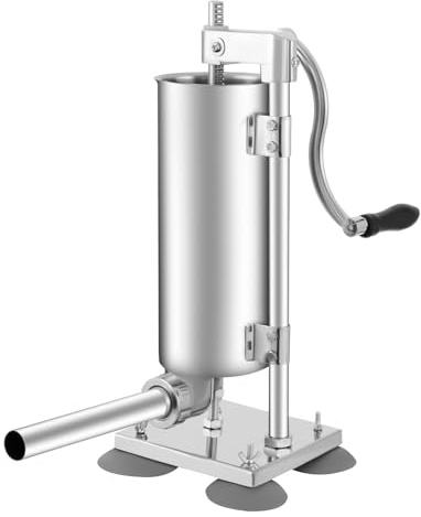 Wurstfüllmaschine Manuell 3L/6lbs Edelstahl Mit Saugnäpfen 8 Füllrohre 4 Edelstahl 4 Kunststoff Silikon Dichtung Handkurbel Leise Zerlegbar Für Hausgemachte Wurst Hobb