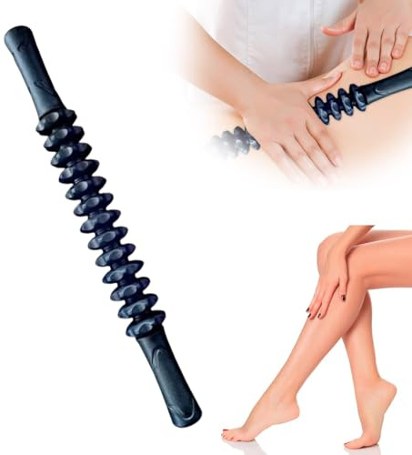 Faszienrolle Massagegerät, Faszienstab Roller, Massageroller Mit Griff, Faszienrolle, Massage Anti Cellulite, Massage Bauch, Massageroller Beine, für Maderotherapie und Lymphdrainage (Schwarz)