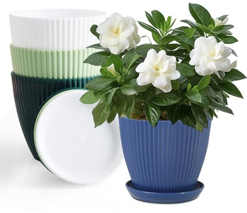 GHUAP 4 Pcs Pot Plastique Plante, Pot de Fleur Interieur 11 Cm Diamètre, Pots de Fleurs Simples, Pot pour Plantes Interieur, Cache Pot Orchidées, Pot de Fleur Exterieur, Nursery Pots