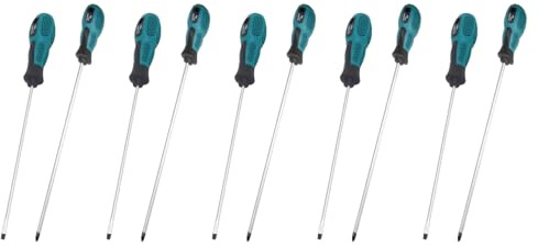 Uikdjgu 10 Confezioni Cacciavite un Taglio Lungo e da 12 Pollici Cacciavite un Lama Piatta Cacciavite Magnetico con Impugnatura nel Gomma