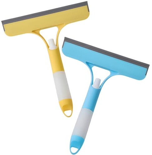 SHERCHPRY Set 2 Pezzi Tergicristallo Spugna Efficiente per Pulizia Superfici in Vetro e Specchi per Vetri con Spruzzatore, Manico Ergonomico in Pp e Tpr per Uso Domestico