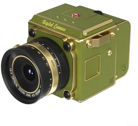 Retro digitalkamera 64 MP 4K-videoinspelning kompakt vintagekamera med autofokus för fotografering och vloggning – lätt bärbar för nybörjare och erfarna användare (grön)