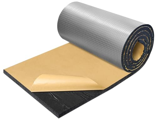 BXI Sound Proof Closed Cell Foam, Self-Adhesive 33 x 194 x 1 cm Heat Shield Acoustic Rubber Foam Sheet - Waterproof Noise Vibration Thermal Insulation Roll for Home, Car, HVAC, Pipe, Machine