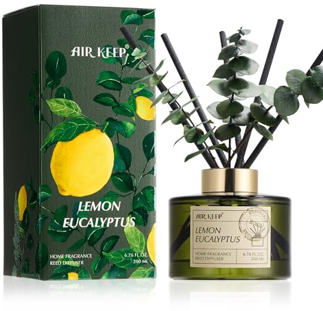 Airkeep Raumduft 200ml –Lemon Eucalyptus– Langanhaltend Duft, Lufterfrischer für Zuhause, Deko für Badezimmer, Schlafzimmer, Wohnzimmer