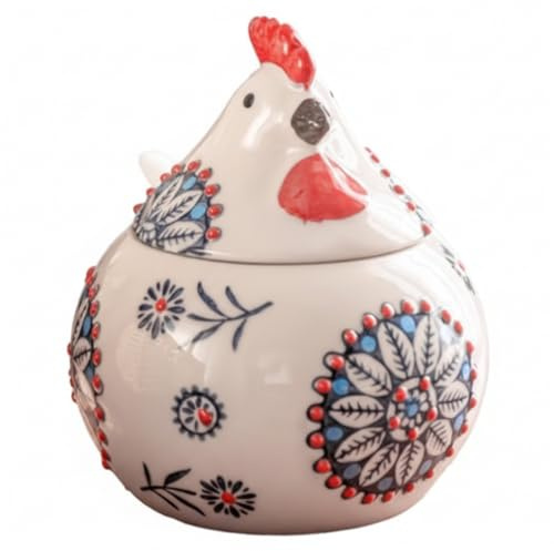 Comebachome Salt Cellar with Lid, Chicken-shaped Ceramic Salt Holder with Lid and Spoon for Counter, Coffee, Sugar, Spices and Candies, Décor intérieur pour la maison