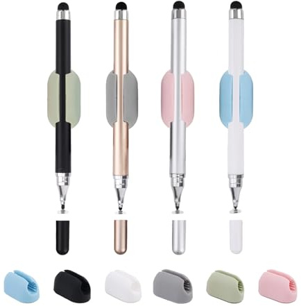 4pcs Stylus Pens and 6pcs Silicone Pen Holders, Capacitive Touch Screen Stylus Pencil Set for iPhone/iPad iOS/Android 15/14 Devices