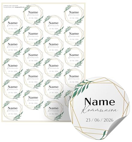 Ausgewählt verpackt Christliche Sticker personalisiert – Aufkleber mit Name, Datum & Anlass – Sticker für Gastgeschenke, Karten, Gästebuch & Deko - Motiv 10