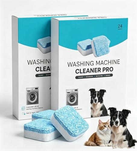 KINGSH Prime Drum Washing Machine Cleaner 48 Tablets-Washing Machine Drum Cleaner Deep Pet-Hair Purge, Cleaning Formula to Remove Odor, Residue & Limescale, Suitable for HE Front Loader, Top Load