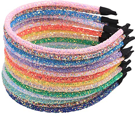 XIMA 14pcs Glitter Headbands for Girls Skinny Sparkle Hairbands Women Hair Loop Hair Accessories