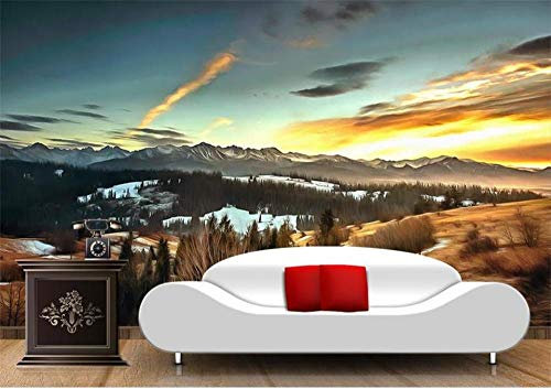 Papier Peint Panoramique 3D Tapisserie Intissé Murales poster geant photo Décoration Murale Effet Trompe Loeil 150x105cm fond de peinture lac sunrise valley