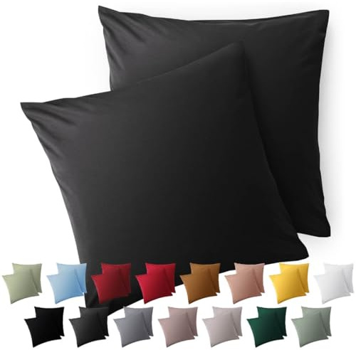 Blumtal Kissenbezug 40 x 40, 2 Stück - Oeko-TEX zert. Kissenbezüge 100% Mikrofaser in extra weich & waschmaschinenfest - Bezug Kissen 40x40 Anthrazit