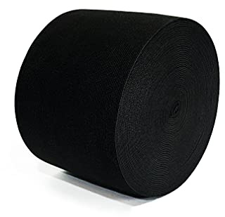 25M Banda Elastica Costura, Cinta Elásticas Planas Artesanía, Cinta Elastica ancho, Banda Elastica Plana Ancho, Cinta Elastica Negro,Tejido elástico de Costura, Cintas de Coser Negro (50MM X 25M)