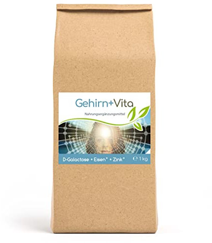 Cellavita – Gehirn+ Vita Pulver mit D-Galactose, Eisen & Zink 1000g – Nahrungsergänzung zur Unterstützung kognitiver Gehirnfunktion – Einfachzucker zusatzstofffrei für mentale Klarheit & Wohlbefinden