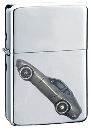 Classic German Sports Car 924 ref188 Zinn Effekt Design auf einem Flip Top Benzinfeuerzeug, winddicht, Silber nachfüllbar