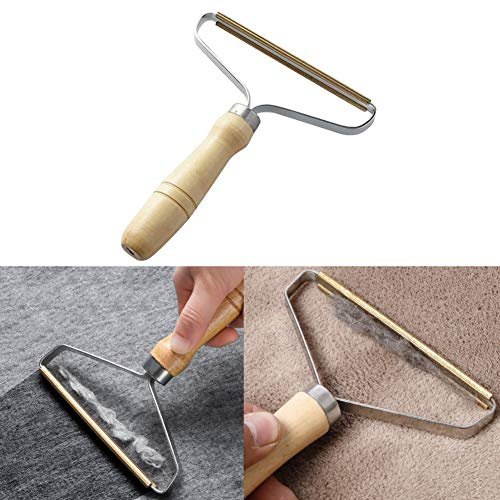 Carpet Pet Hair Remover, Portable Wooden Handle Lint Roller, Carpet Brush | Lint Remover with Double Sided Metal Scraper, Carpet Rake, Hair Scraper For Carpet, Suits Indoor Carpet, Car Carpet,1 Pc