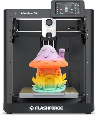 FLASHFORGE Adventurer 5M 3D Printer High Speed Max 600mm/s with Auto Leveling, 3-Second Nozzle Change, 220×220×220mm Printing, 280°C Direct Drive for Kids/Beginners/Home