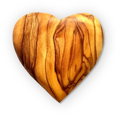 Stilux Herz Handschmeichler aus sehr schön gemasertem Olivenholz 7 cm | Glücksbringer Deko Holzherz Hochzeit Jubiläum Valentinstag | Weihnachtsdeko Hochzeitsdeko