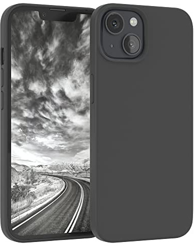 EAZY CASE Premium Silikon Handyhülle kompatibel mit iPhone 13 Slimcover mit Kameraschutz und Innenfutter, Silikonhülle, Schutzhülle, Bumper, Handy Case, Hülle, Softcase, Dunkelgrau