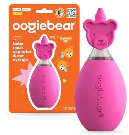 oogiebear Baby Nose Aspirator & Ear Syringe, Manual Suction, Raspberry
