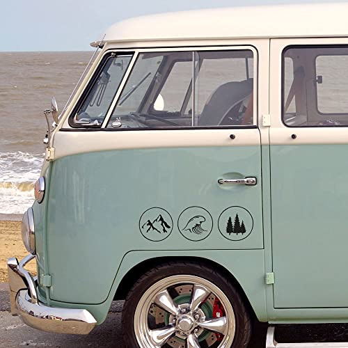 ilka parey wandtattoo-welt Autotattoo Aufkleber 3 Kreise mit Berge Welle Bäume Wald Sticker Auto Bus Wohnmobil M2500 - ausgewählte Größe: *S - 25cm breit x 7,8cm hoch*