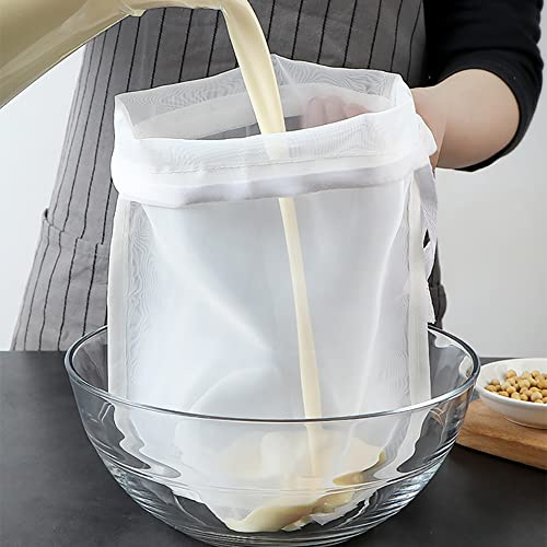 4 x großes, feinmaschiges Nylon-Sieb für die Küche, Käsetuch zum Abseihen mit Griffsieb, extra feines Sieb, Käsetücher, Großsieb zum Kochen, Küchenutensilien zum Abseihen