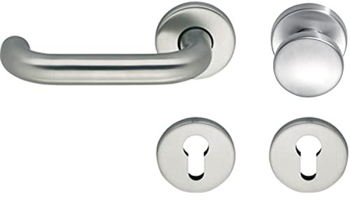 ECO D 110/R Safety Change Fitting Door Knob and Door Handle on Rosettes PZ Aluminium Silver Anodised