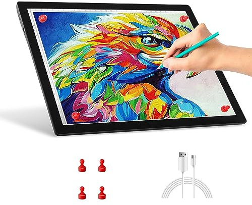 elice A4 Leuchttisch, kabellos batteriebetrieben Magnetisch Leuchtkasten 5 Helligkeitsstufen Leuchttafel Leuchttafel zum Nachzeichnen, wiederaufladbare LED-Kopiertafel für Diamantmalerei, Zeichnung