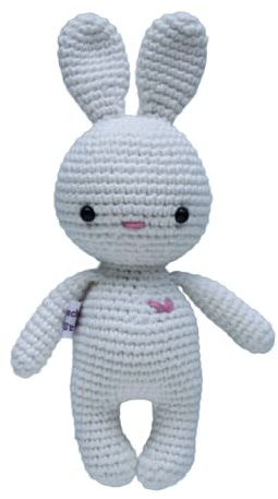 Kuscheltier Hase Mini weiß aus Baumwolle