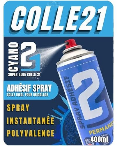 Colle SPRAY ADHESIF 21 Multi-Usage by Super Glue Colle21, colle en bombe de 400ml, colle spray multi usage, colle spray exstra forte, colle superglue spray