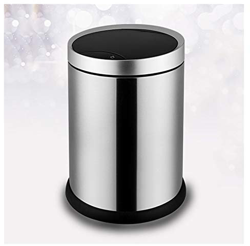Poubelle Cuisine Les ordures ménagères peuvent avec une corbeille à induction automatique ronde en acier inoxydable de couvercle en acier inoxydable 5 gallons de poubelle sans contact à la maison, cui