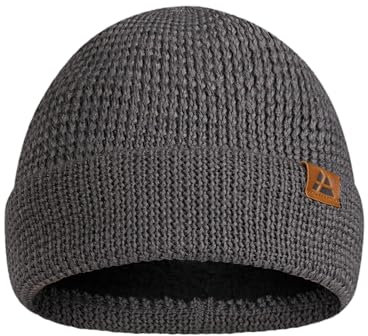 DANISH ENDURANCE Merinowolle Mütze mit Fleece, Warme Wintermütze, Stretchy & Bequem, Unisex, Beanie für Damen & Herren, Dunkelgrau, Einheitsgröße