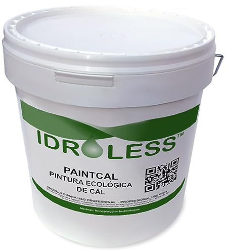 Idroless Paintcal Pintura de Cal Natural Transpirable 5kg Blanco | Regula el nivel de humedad en casa. Reduce la condensación y desconchados. No amarillea ni mancha. Interiores y exteriores.