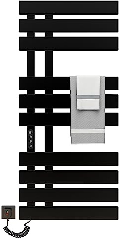 SKYLYZH Toallero Baño Radiador, Calentador de Toallas con termostato Inteligente WiFi, para Alexa y Google Home y App, 500x1100 mm, Toallero Electrico, Radiador Secador de Toallas-WiFi Black Left