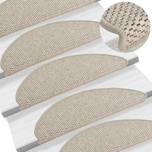 Homgoday Selbstklebende Teppiche für Treppen in Sisaloptik, 15 Stück, 65 x 21 x 4 cm, Taupe, Möbel für Innen und Außen Haus Wohnzimmer
