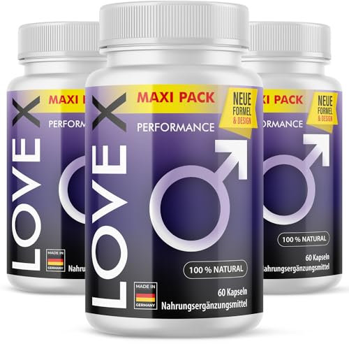 Love X - Complément Nutritionnel pour Hommes Actifs avec L-Arginine, L-Citrulline, Maca et Extrait de Pépins de Raisin - 100% Naturel - 3x 60 Capsules