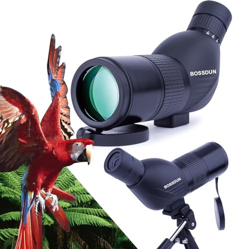 Spektiv mit Stativ, BAK4 Prisma Optik Monokular Teleskop Abgewinkeltes Okular Weites Sichtfeld Spektiv mit Stativ Handy Adapter für Zielschießen Jagd Vogelbeobachtung Wildtierlandschaft