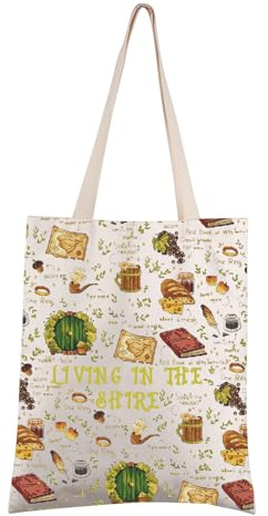 FEELMEM Lord Rings Movie Fans Gift Living In The Shire Hobbit Hole Tote Bag LOTR Movie Merchandise For Movie Lovers