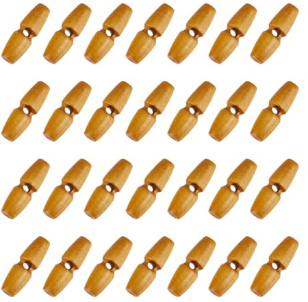 UNICRAFTALE 50 Stück 30 mm Holzknöpfe Holzmantel Hornknöpfe 1 Loch Holz Knebelknöpfe Gelb Holz Vintage Mantelknopf Zum Nähen von Kleidungszubehör Handgefertigtes Ornament DIY