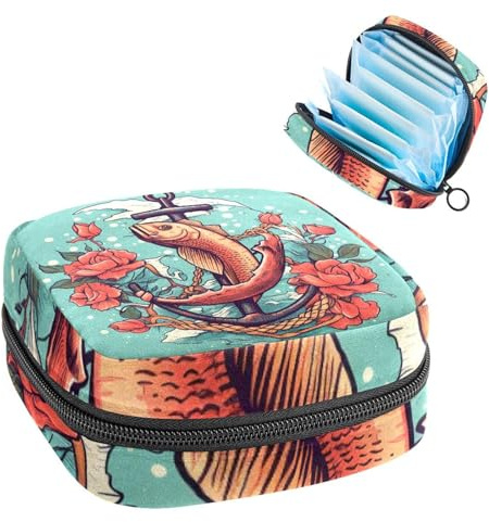 Fish-145 - Borsa per il primo ciclo mestruale, per ragazze e donne, per coppette mestruali, per mestruazioni femminili