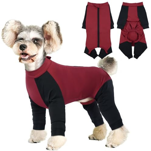 Hjyokuso Hundeoverall Mit Beinen, Hundeschlafanzüge, Hundepyjama Für Kleine Hunde, Hunde Schlafanzug Mit Reißverschluss, Body Hund Nach Op Für Chihuahua, Pomeranian, Yorkshire Terrier, Bichon Frisé