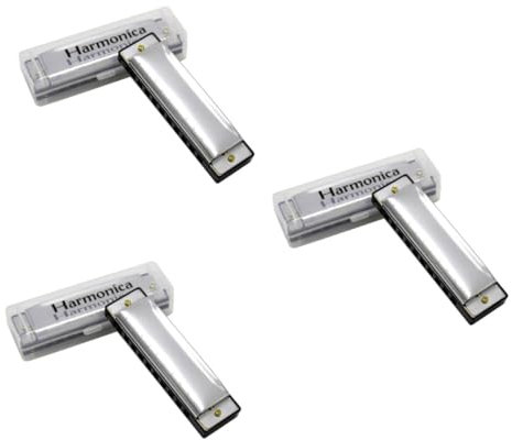 Abaodam 3pcs Harmonica Blues Harmonica Phosphor Reed Mirror Blues Harp for Jazz Folk