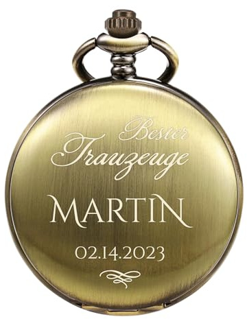TREEWETO Taschenuhr Personalisiert Graviert Bester Trauzeuge Bräutigam mit Persönlicher Namens Gravur Geschenk Wunsch Name Datum Hochzeitsgeschenk