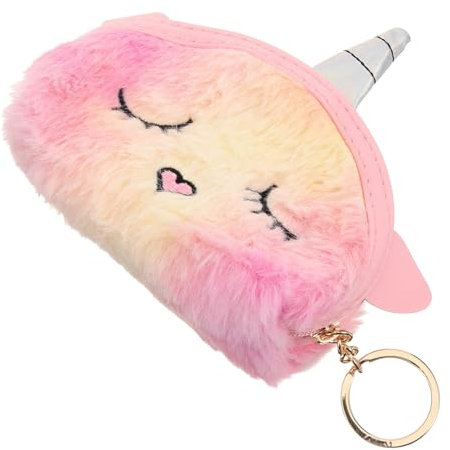 WRITWAA 3stücke Plüsch Einhorn Münzbeutel Für Mädchen Cartoon Geldbörse Tragbar Und Süß Für Reisen Und Einkaufen Für Münzen Schlüssel Und Karten Pinke Farbe
